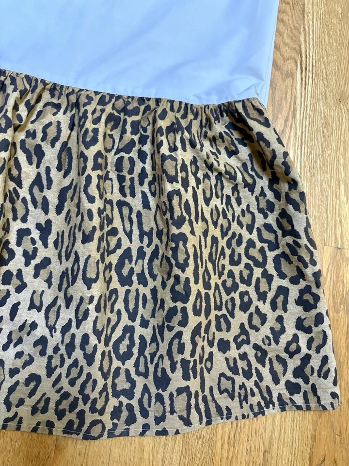 "Falda de cama Ralph Lauren Aragón Queen estampado animal leopardo polvo volantes 15"" caída de colección" Foto 2 de 4