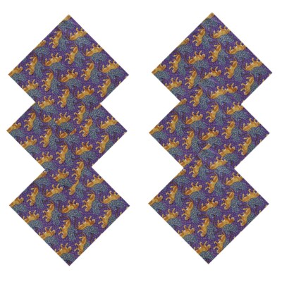 Purple Leopard Cloth Napkins Cotton Hand Block Printed Cocktail Dinner Napkins