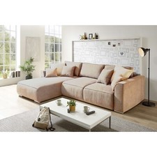 Beige Fabric Corner Sofa Double Bed With Storage FREE ASSEMBLY 'Milo' Sofanatic