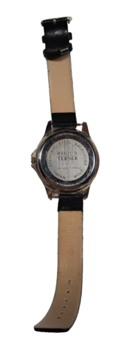 Unisex Silvertone 8" Watch Black Leather Band New Battery - Picture 3 of 4