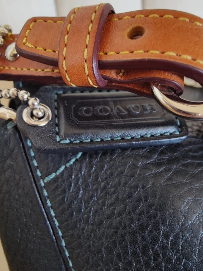 Borsa Coach vintage da donna in pelle nera con ciottoli Turnlock borsa Chelsea da donna