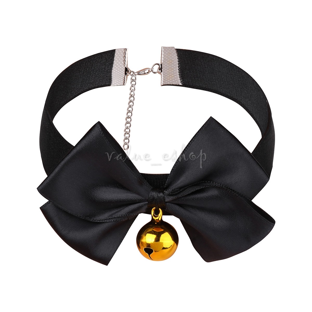 Fashion Adjustable Soft Ribbon Bow and Bell Choker Collar Necklace Pendant