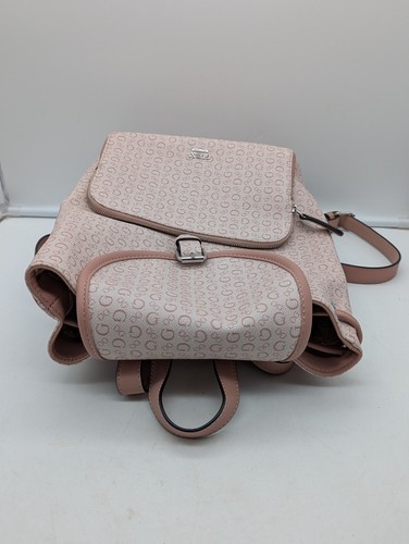 GUESS All Over Purse Backpack Book Bag Light Rose Pink S5103990 C-605 Used - Picture 9 of 22
