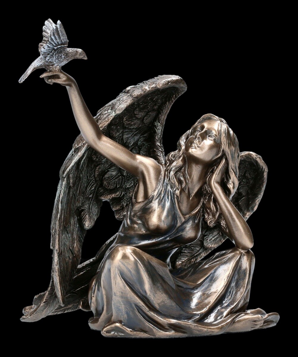 Engel Figur mit Taube - Veronese Schutzengel Friedensengel Dekostatue