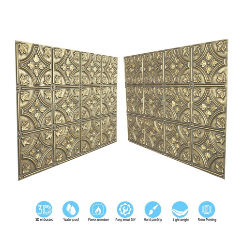 Artistic ceiling tile 3D wall panel for library PLB10 ancient gold 10pcs - Picture 11 of 22