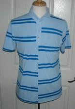 NWT G/Fore Men's Golf Short Sleeve Striped Polo Shirt Size M Color Sky 120