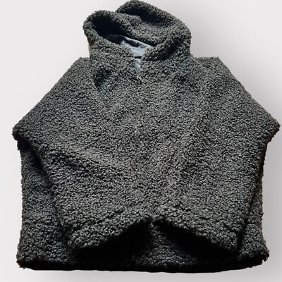 Max Studio Size M Brown Faux Fur Shearling Hooded Teddy Bear Jacket