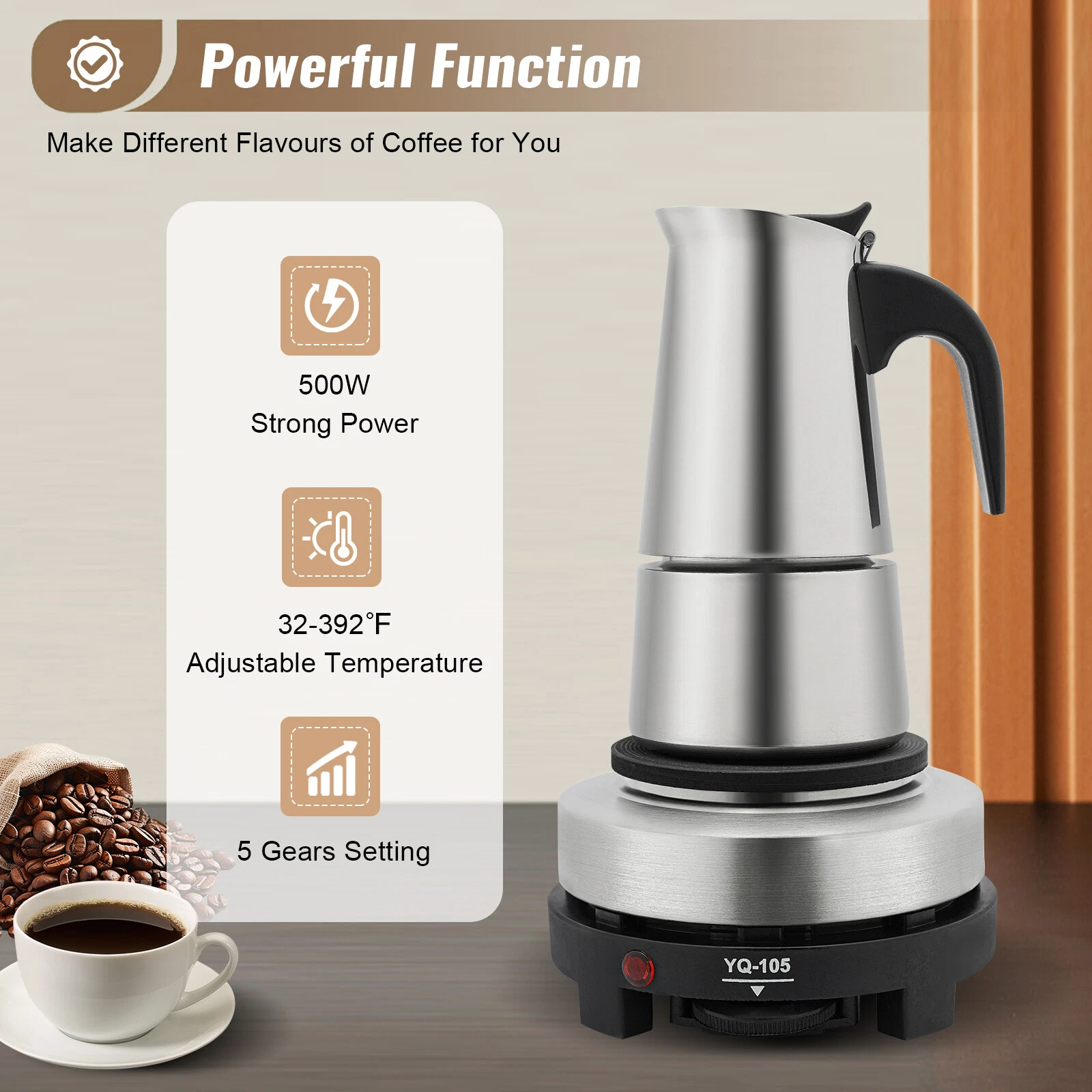 Stovetop Espresso Maker Stainless Steel Italian Coffee Machine Maker Moka Pot