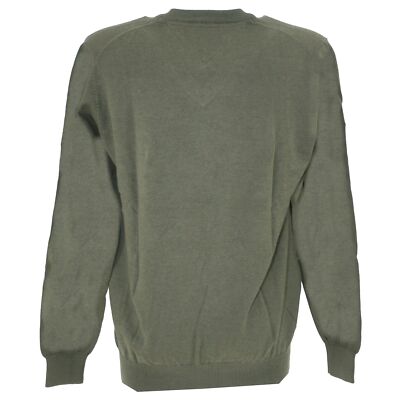 CASA MODA Men's Sweater V-Neck Cotton Cashmere Army Green 21382