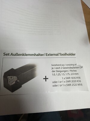 Gewinde Drehhalter Set 1xHalter SWR2525 M16+2x Gew.Platten 1,0+1,25+1,5+1,75+2,0