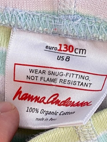 Hanna Anderson Size US 8 130 cm Organic Cotton Pajama Bottoms Pastel Stripe - Picture 6 of 6