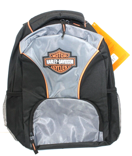 Harley Davidson Book Bag Backpack Blk/Silver 16x11x5 Lightweight Padded Straps