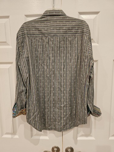 Robert Graham Paisley Floral Stripped Scooter Flip Cuff Dress Shirt Size L $278 - 第 11/11 張圖片