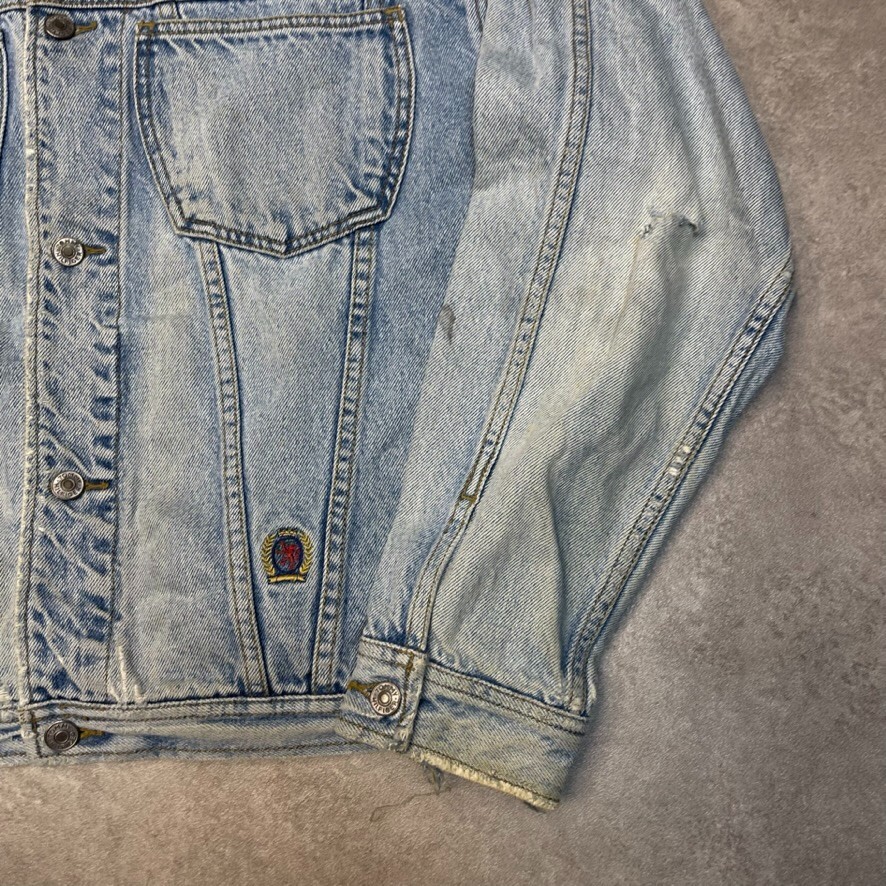 Tommy Hilfiger Denim Jacket Mens Vintage Biker Trucker Coat, Blue Medium image 5