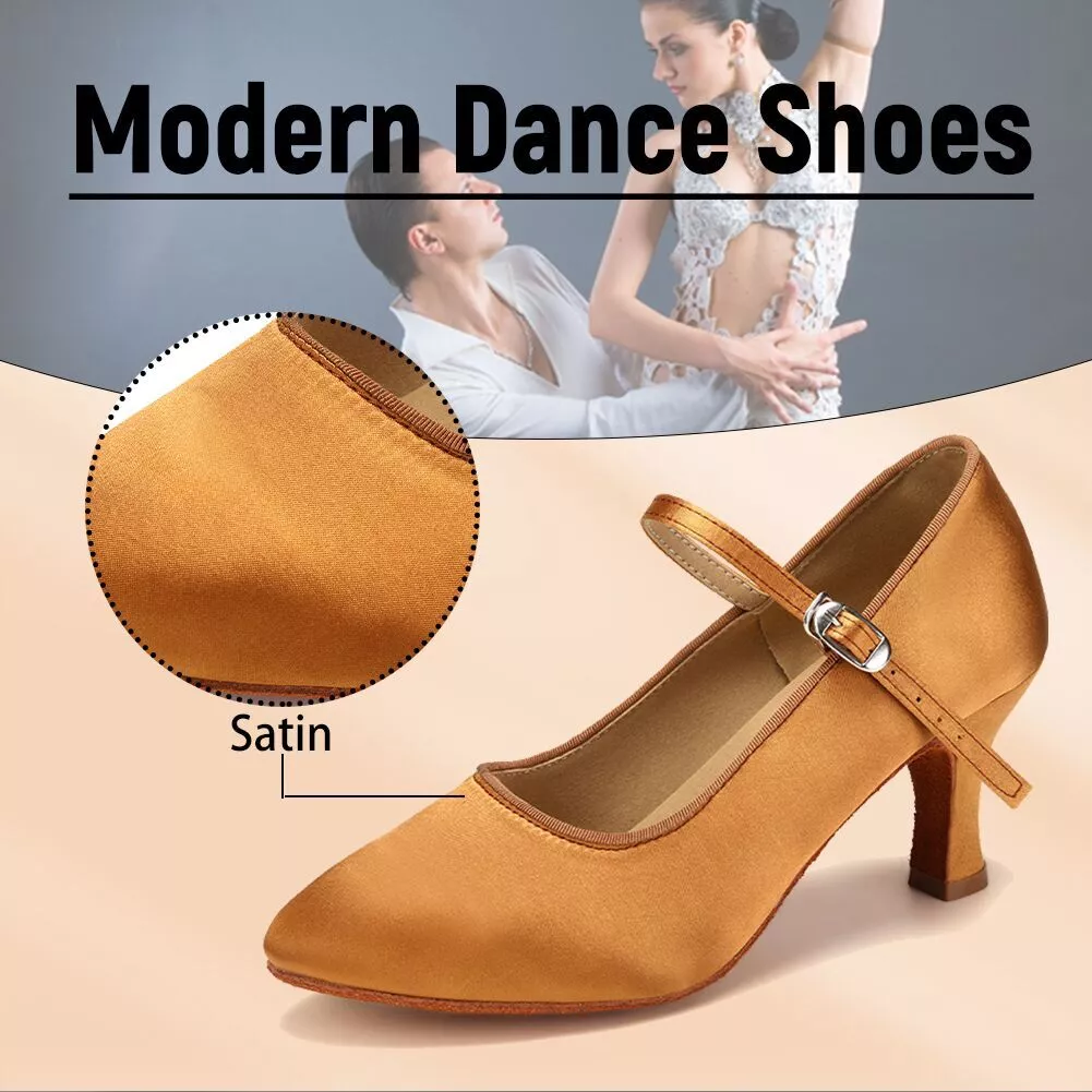 Women Ballroom Latin Dance Shoes Closed Toe Salsa Tango Shoes 5.5CM Heels Dance