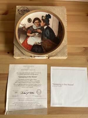 Norman Rockwell ''Gossiping in the Alcove'' Knowles Plate New in Box w/Docs