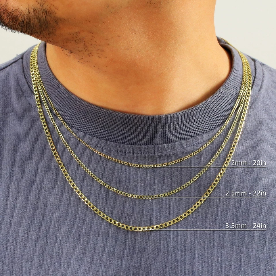 Pulsera Collar Cadena Cubana Bordillo Bordillo Oro Amarillo 10K 2mm-7.5mm Hombres Mujeres 7"-30" Foto 3 de 4