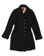Roxy Womens Overcoat Uk 10 Small  Black Wool Ob17