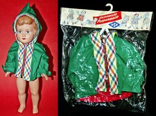 ALTES PUPPENKLEID ANORAK MIT KAPUZE GR. PUPPEN Gr. 36 HSR PUPPENMODE 1960er