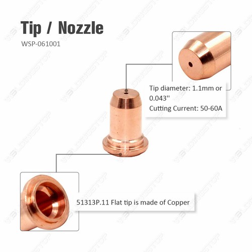 20pcs Plasma Cutter Consumables Electrodes Tips 1.1mm for PT-40 PT60 Torch - Picture 3 of 6