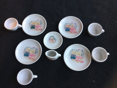 Vintage Pretty Port LTD Miniature Porcelain Tea Set Teddy Bear 5