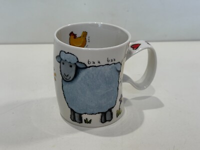 Dunoon Animal Farm by Kate Mawdsley Sheep & Cat Mug Odd Shape
