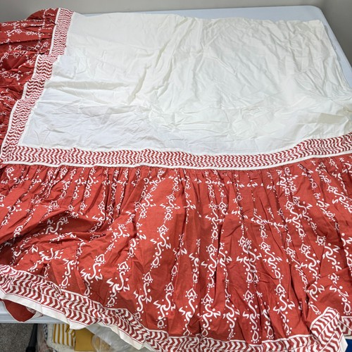 soft surroundings bedskirt ruffle queen red floral paisley hearts cotton - Picture 5 of 15