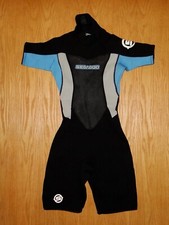 Womens Sea-Doo black gray blue shorty 1/2 half wetsuit size 5/6