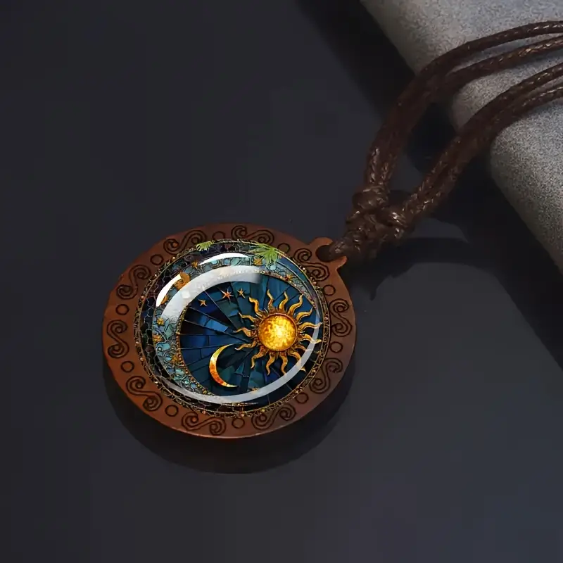 The Black Sun & Moon Pendant And Necklace - Alaina