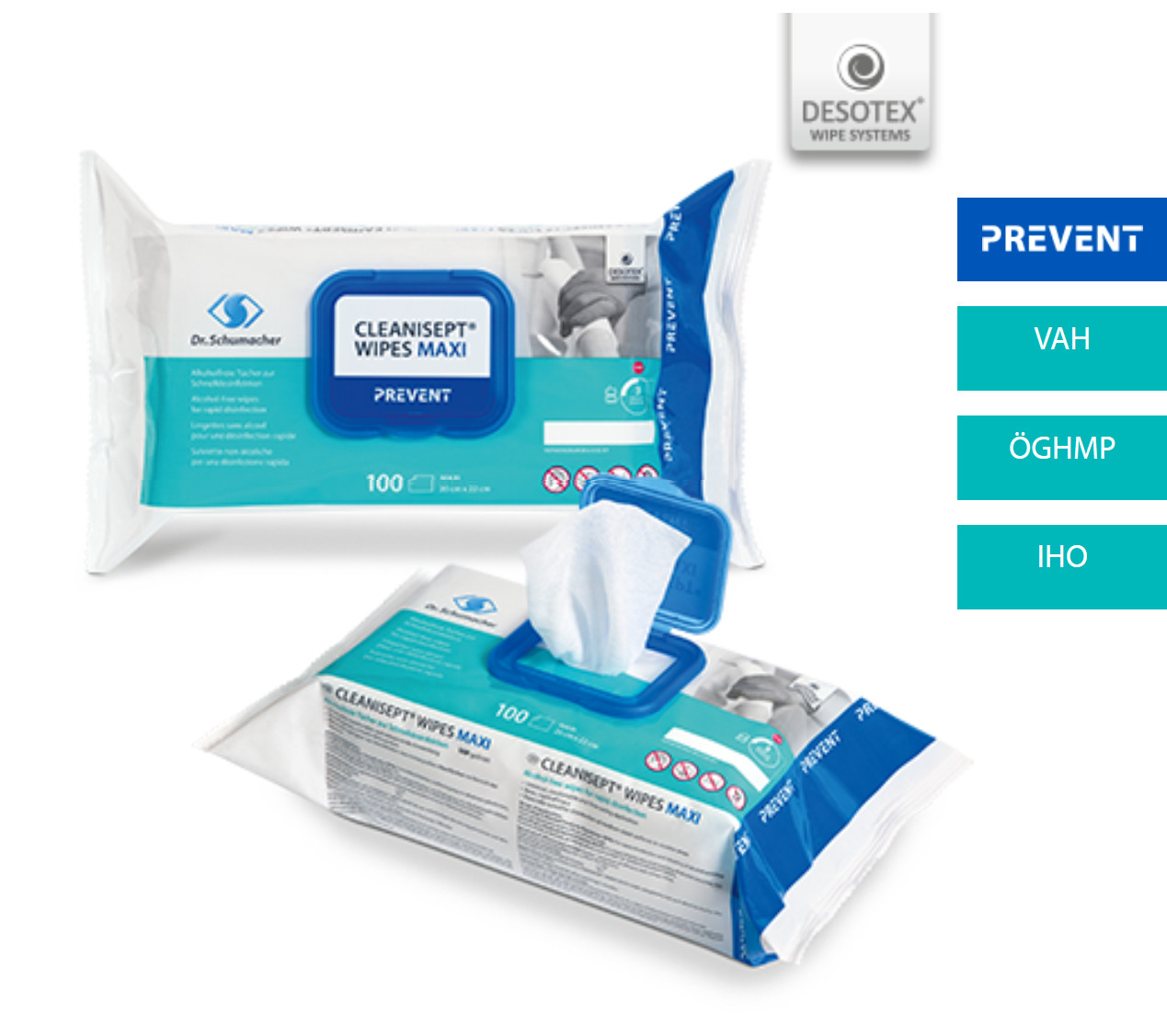 Dr. Schumacher Cleanisept Wipes Maxi 100 Stück Desinfektionstücher für Flächen