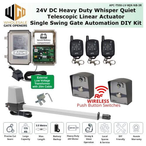 Single Swing Gate Automation APC Gate Opener with 2 Wireless Button & 3 Remotes