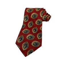 Burberrys of London Men's 100 Silk Medallion Print Necktie Yellow Hand Sewn USA