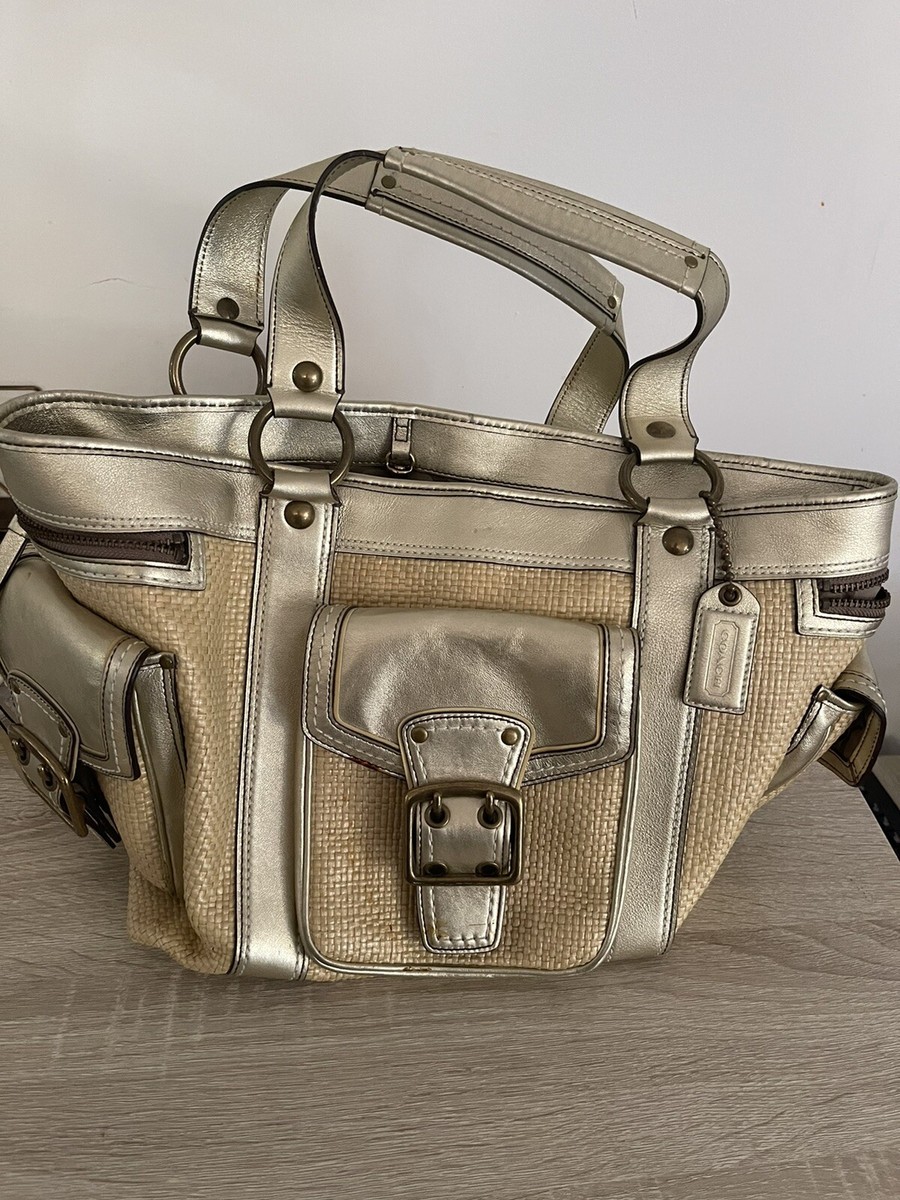 Coach Legacy Buckle Straw Shoulder Bag