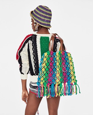 ZARA STUDIO MULTICOLOURED BRAIDED BUCKET BAG REF.1070/304