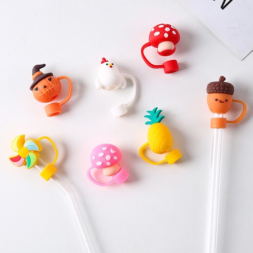 Silicone Sealing Straw Plug Reusable Drinking Dust Cap Cartoon Plugs Tips Cov Pe - Picture 5 of 21