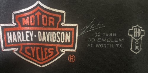VTG 80s 1986 3D Emblem Harley Davidson "Good Guys Wear Black" Ft. Worth TX Sz XL - Picture 2 of 3