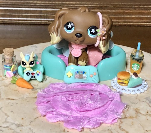 Authentic Littlest Pet Shop Rare #960 Cocker Spaniel ⭐️ Eyes w/ Tiny Bunny🐾