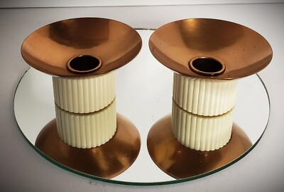 PAIR 1936 WILLIAM ARCHIBALD WELDON Scarce ART DECO Bakelite Footed Candlesticks