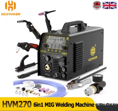 HZXVOGEN 6IN1 MIG Welding Machine Gas/Gasless MIG HF TIG Spot Weld Plasma Cutting Machine