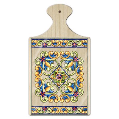 Tagliere Legno Decorativo con Vetro stampato a colori 16x29 cm MAIOLICA ...