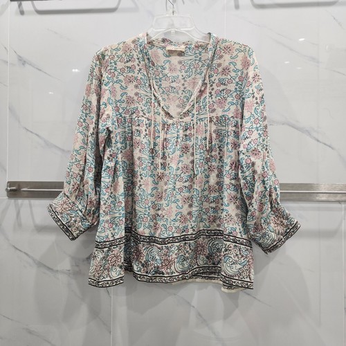Ulla Johnson Womens Cotton Floral Print Peasant Blouse Multi Colored Size 4 - Picture 2 of 5