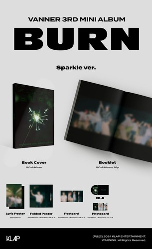 K-POP VANNER 3rd Mini Album BURN Random Ver. CD+88p P.Book+2p P.Card+Post+Poster - Imagen 3 de 5