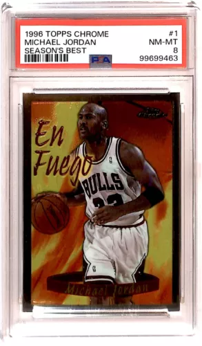 1996-97 Topps Chrome Season's Best En Fuego Michael Jordan PSA 8 BG6