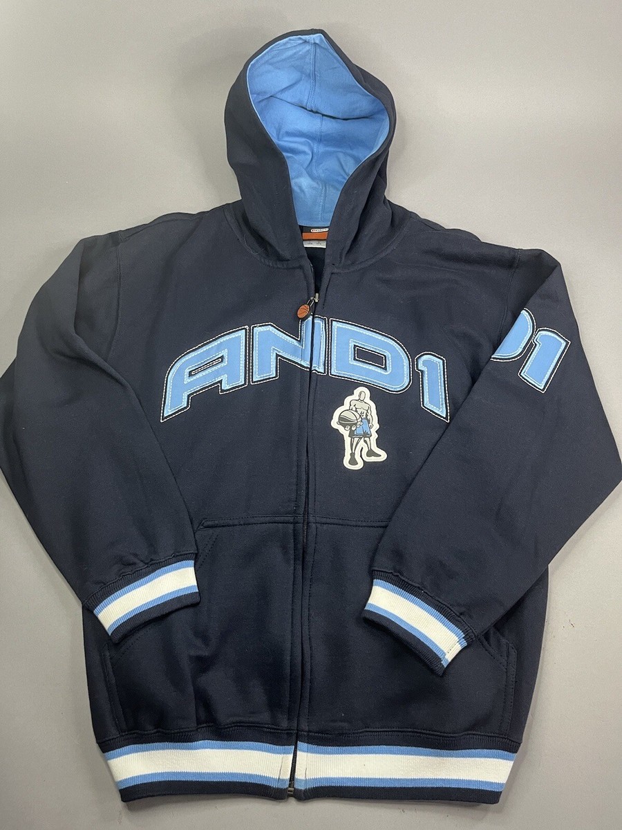 And1 One Mens Size L Hoodie Basketball Sweatshirt Zip Up Blue 01 Lined |  eBay