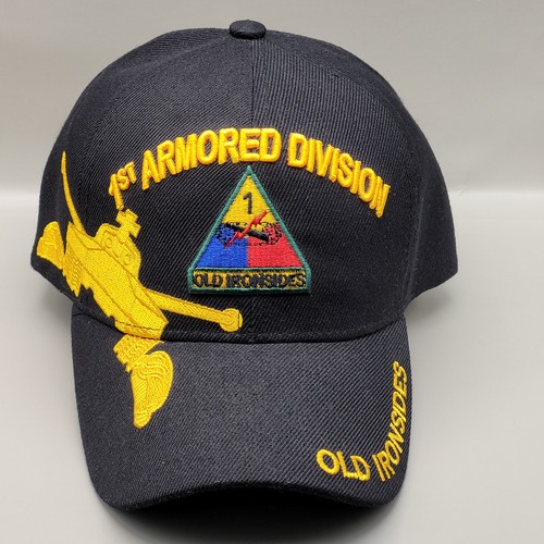 OLD IRONSIDES 1st Armored Division Black Embroidered Baseball Style Hat Cap - Picture 11 of 12