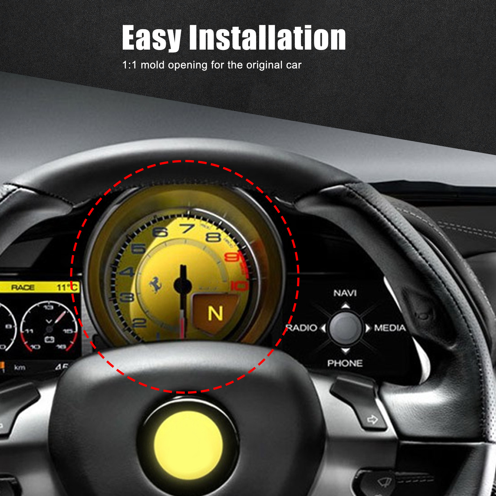 Real Carbon Fiber Interior Dashboard Trim Ring Decor For Ferrari 458 11-16 US
