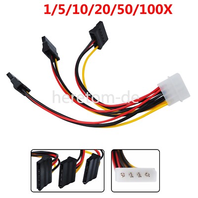 Lot 4 Pin IDE Female Molex auf Dual SATA Female Splitter HDD Power Adapter Cable