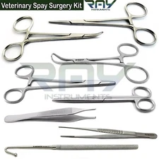 Veterinary Feline Spay Surgical Instruments Kit Scissor Forceps Tweezers
