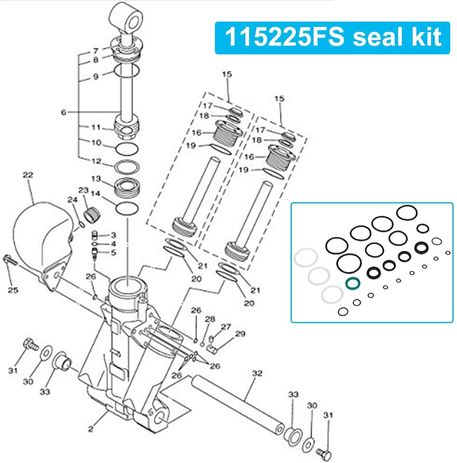 115225FS Rebuild Trim Tilt Cap O-Ring Seal Kit For Yamaha Showa Suzuki