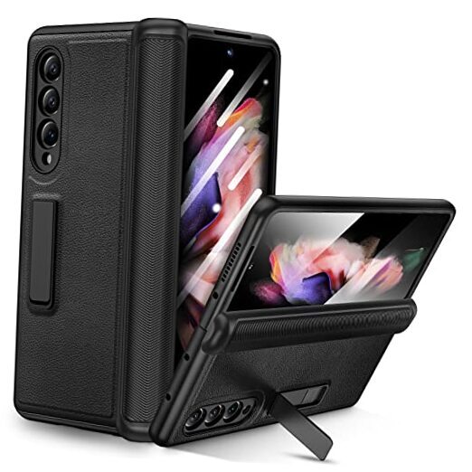 for Samsung Galaxy Z Fold 3 Full Body Case, Magnetic Kickstand, Hinge Black